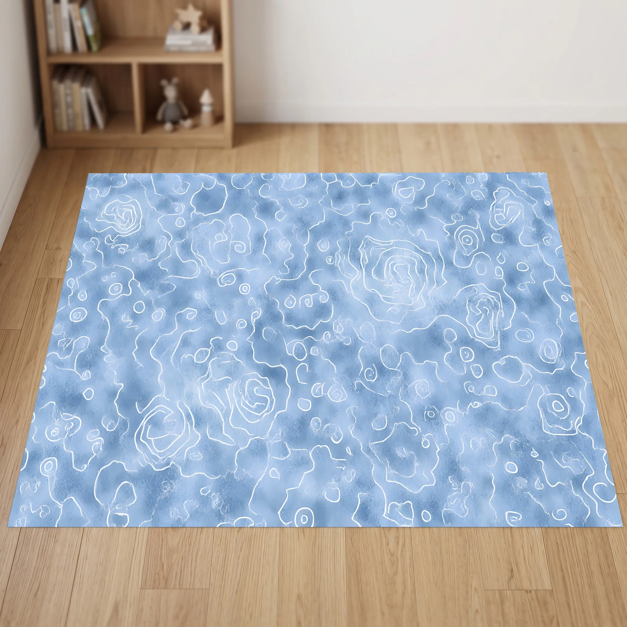 Velvet Rug Light Blue White Striped Abstract Texture Fresh Style for Living Room Bedroom Bedside Decor