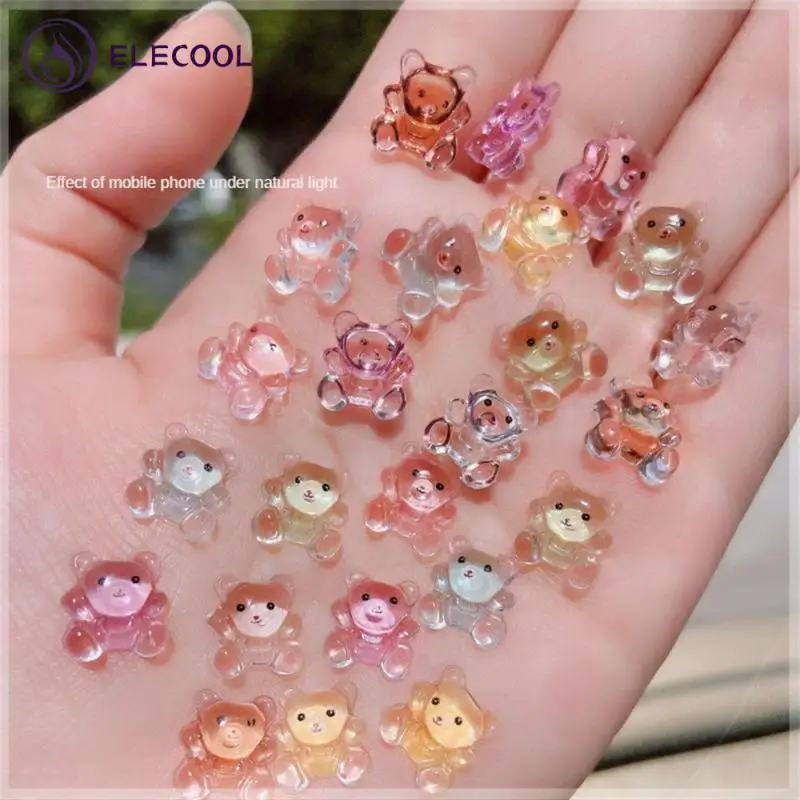 Natural Decoration Fine Lasting High Quality Natural Shiny Crystal Gel Bear Decoration Manicure Decoration Cartoon Bear