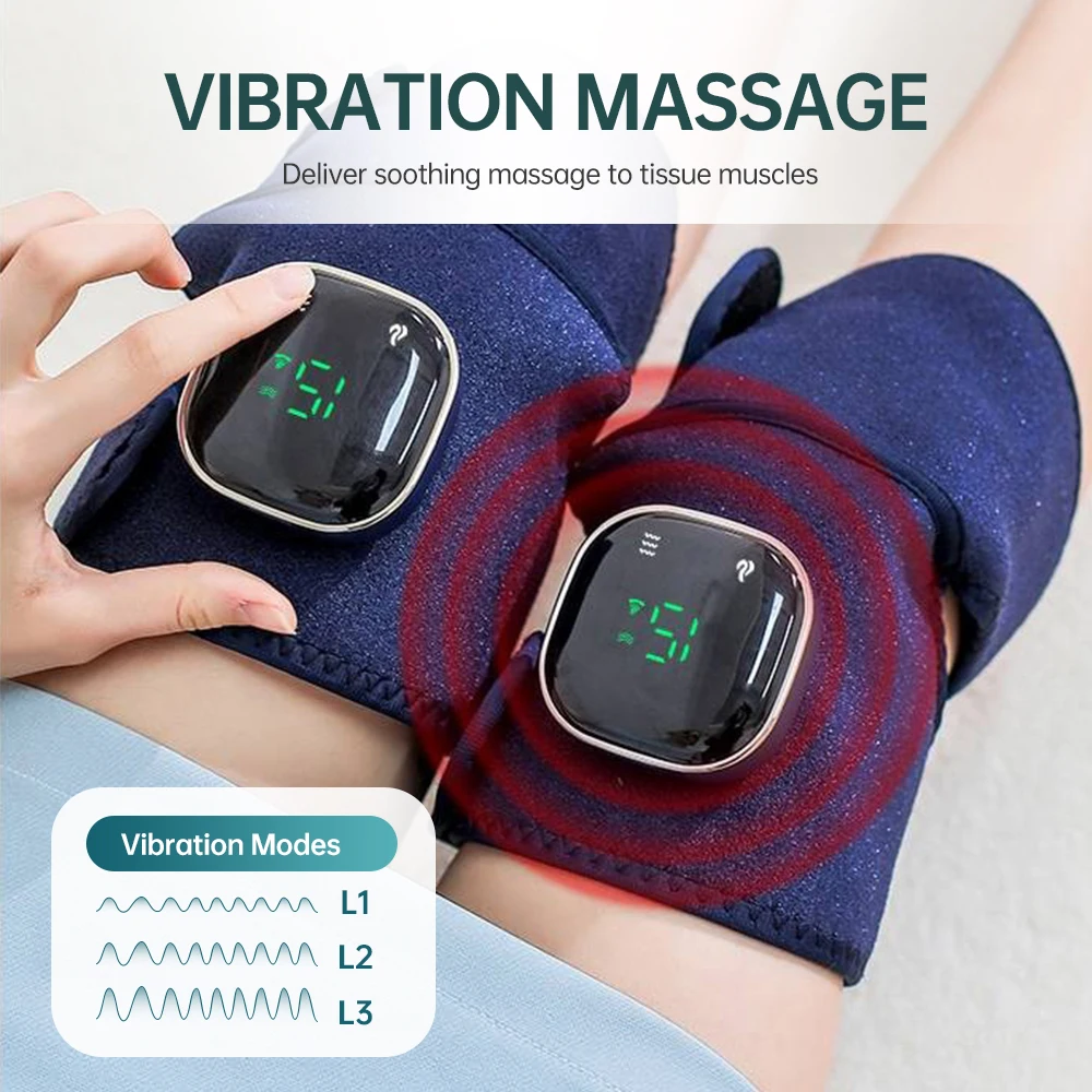 Heating Knee Massager Knee Shoulder Elbow 3-in-1 Heated Knee Portable Wireless Vibration Knee Heating Pad Heated Knee Brace Gift