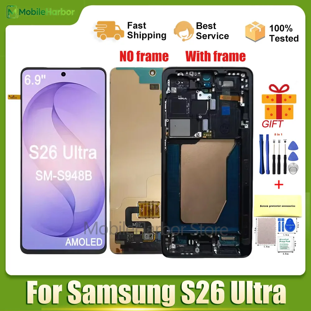 6.9'' SUPER AMOLED 120HZ For Samsung S26 Ultra LCD SM-S948B, SM-S948B/DS, SM-S948U Display Touch Screen Digitizer Replacement