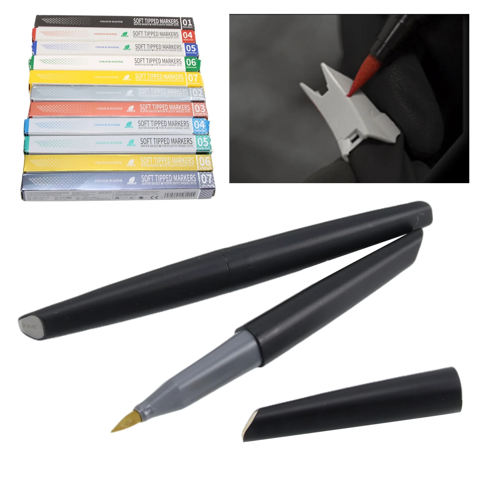 Imagem -03 - Dspiae-soft Tipped Markers Brush Pen Grupo Paint Tool Sets Vermelho Azul Verde Amarelo Preto Amarelo Cinza Ouro 11 Pcs Conjunto