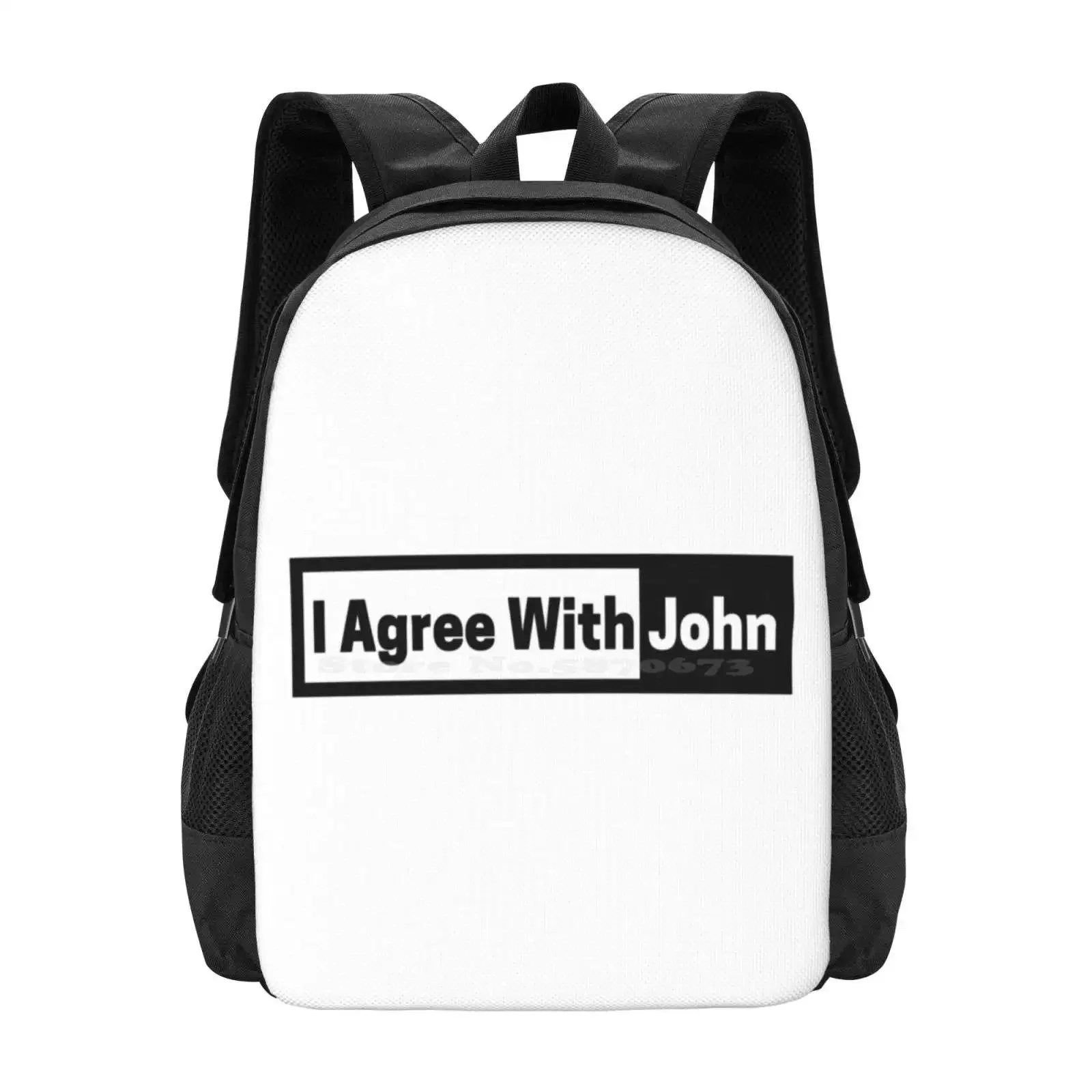 

I Agree With John Hot Sale Schoolbag Backpack Fashion Bags John Gospel Bible Jesus