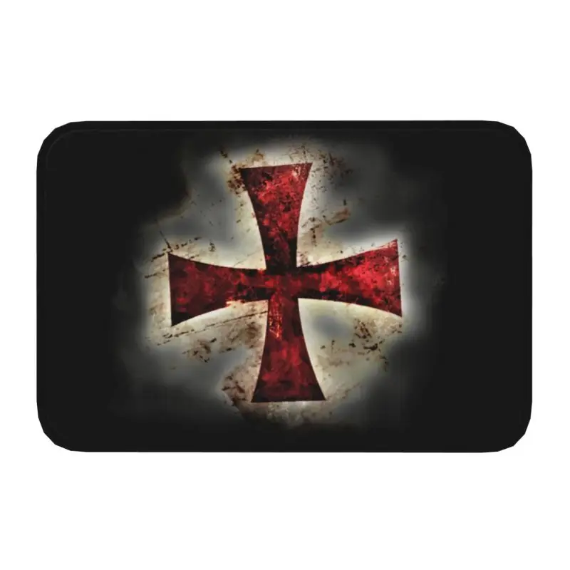 Knights Templars Cross Medieval Front Floor Door Entrance Mat Outdoor Bathroom Kitchen Doormat Toilet Carpet Rug