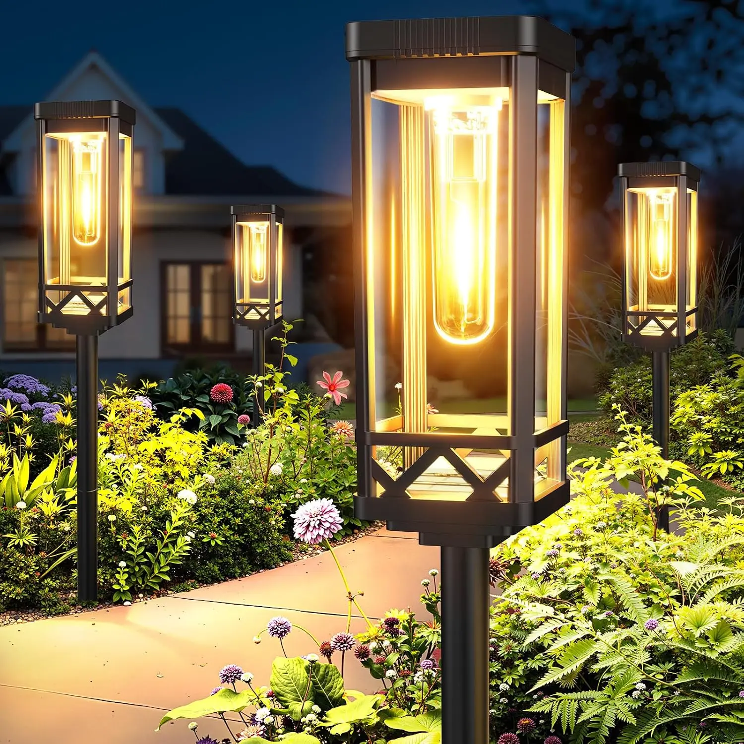 Lantern Lights Cast Aluminum 25cm IP66 Remote Control 3 Brightness Year Round Cool White