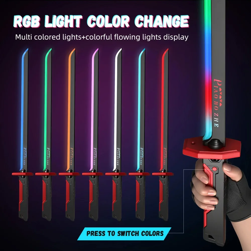 

Seven Color Flowing Light Game Samurai Sword: With RGB dynamic lighting effects, it also serves as a fun glowing toy