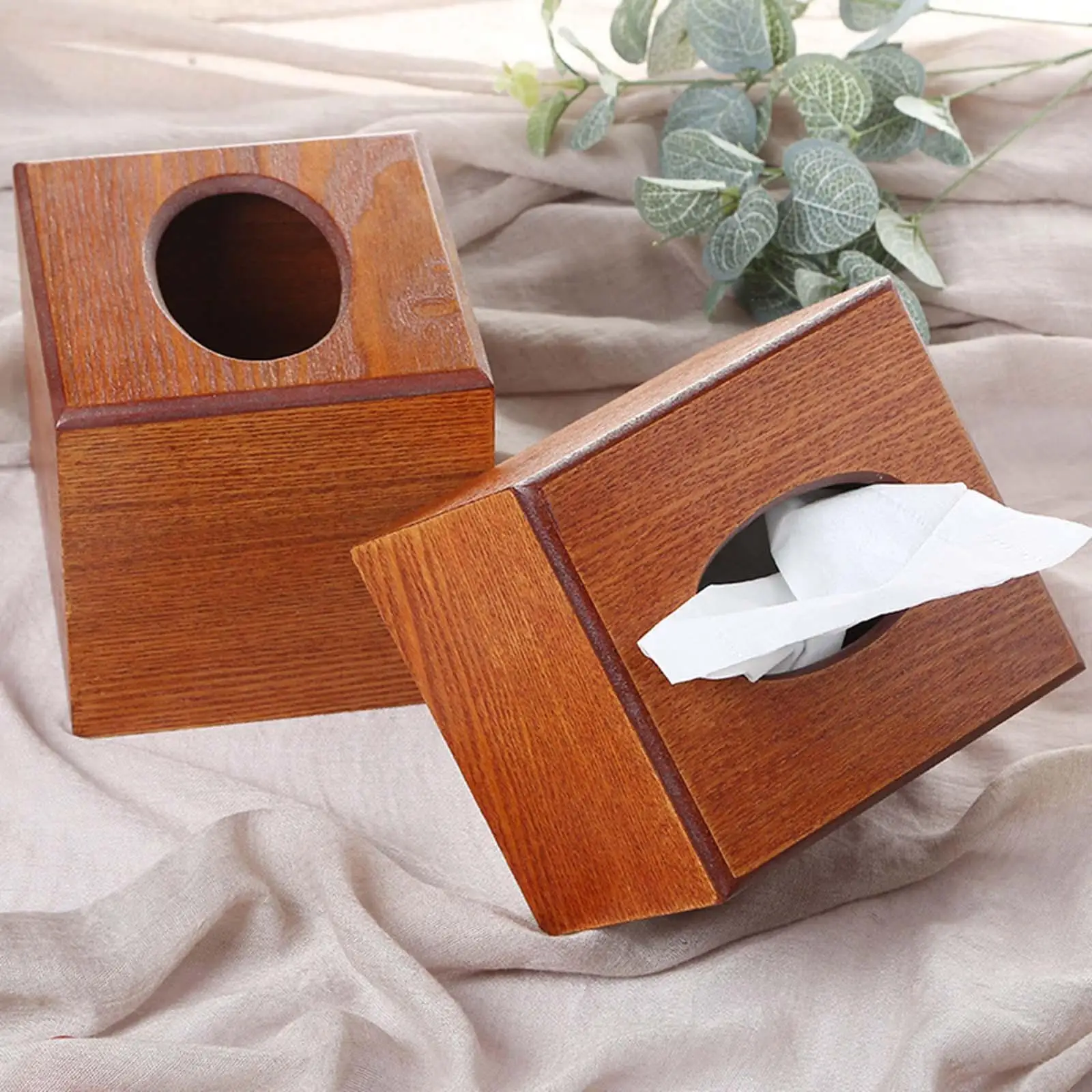 Wooden Tissue Box Tissue Holder Organizer Desktop Facial Napkin Holder Modern Tissue Dispenser for Kitchen Hotel Vanity Home