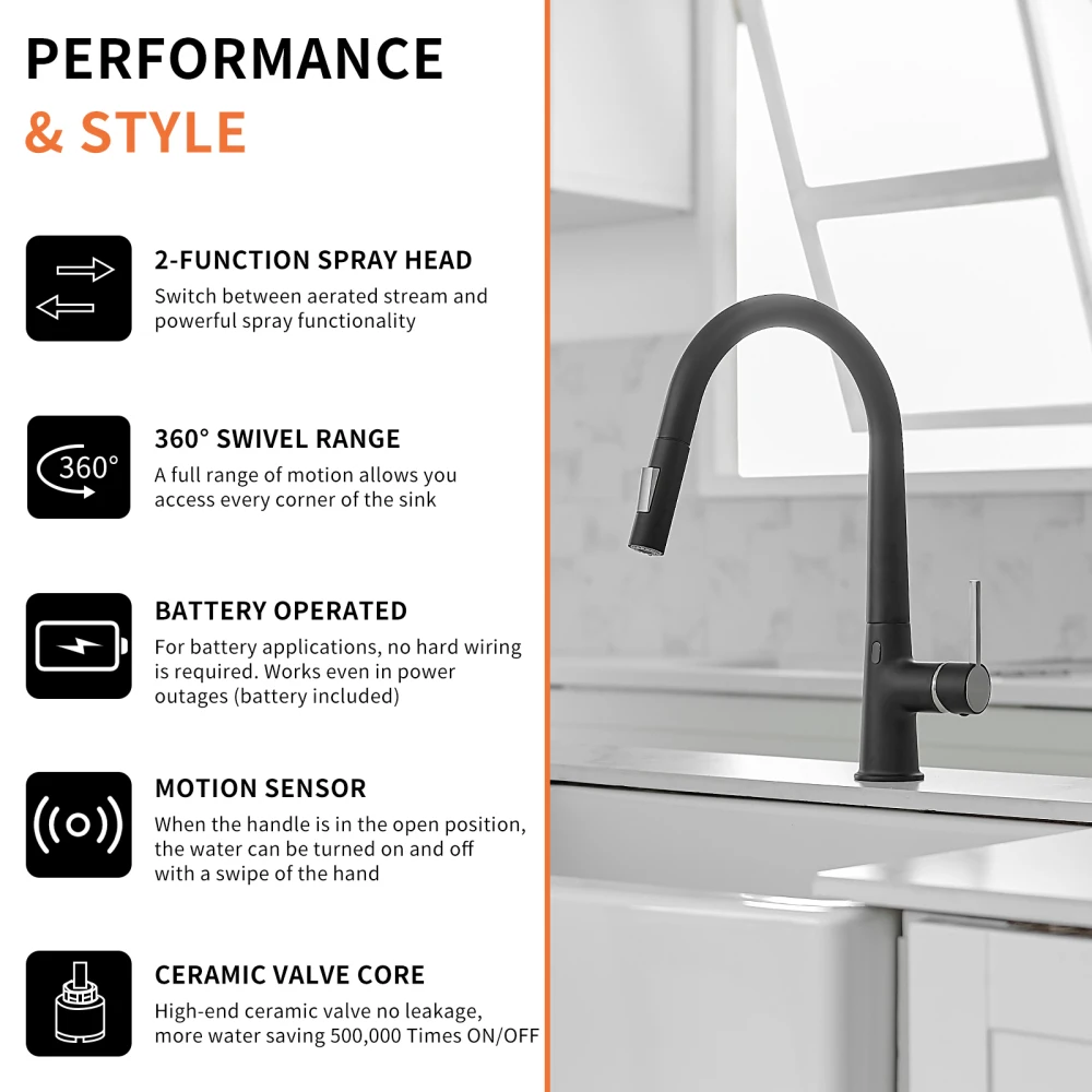 Touchless Kitchen Faucet Hands Free Automatic Smart Kitchen Faucet