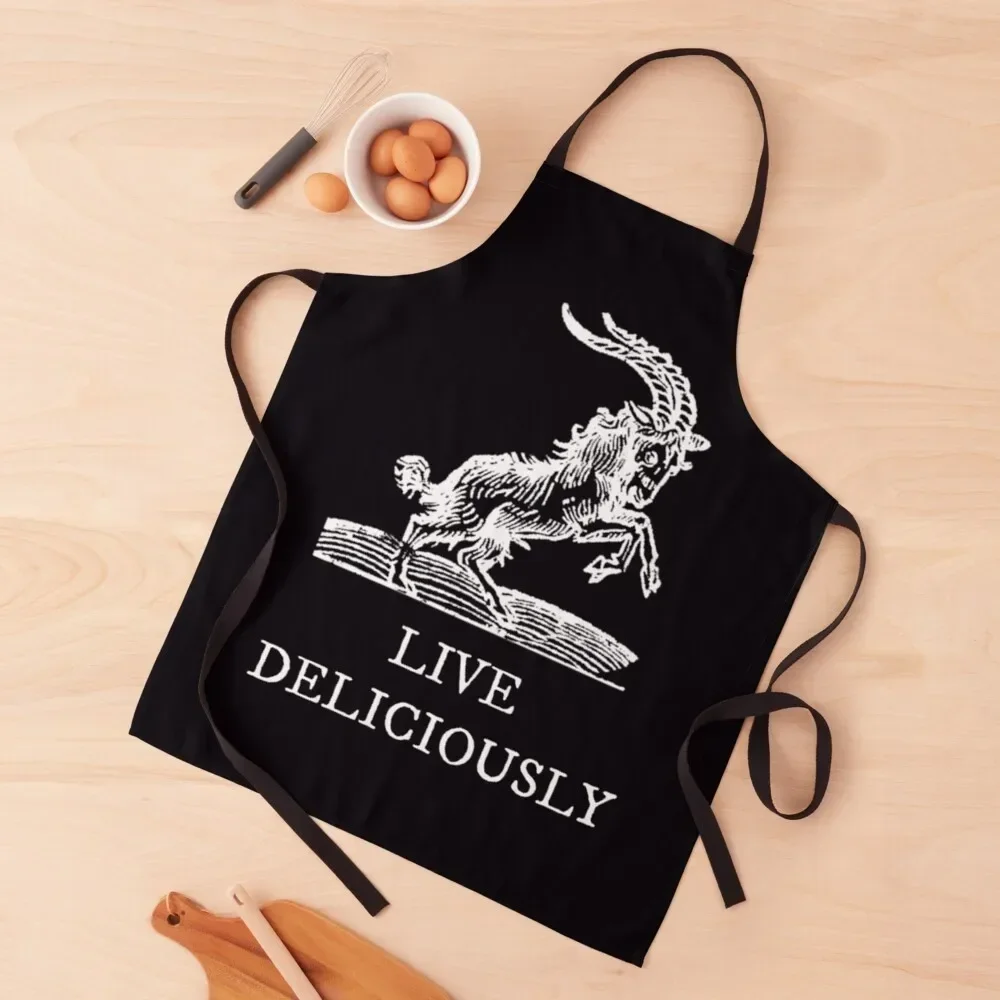 Live Deliciously Classic Apron work ladies for kitchen useful Kitchen Supplies Kitchen New 2022 Year Apron