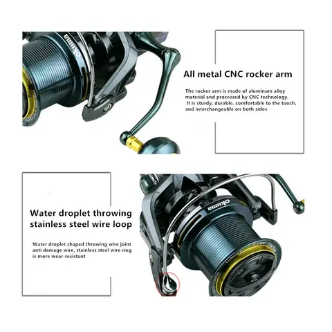 OKUMA fiskerulle 9000-14000 metall långdistans gjuthjul styrstångsstruktur fiskehjul 4,7: 130 kg bromsfiske 12 best sales Okuma-rulle - №3