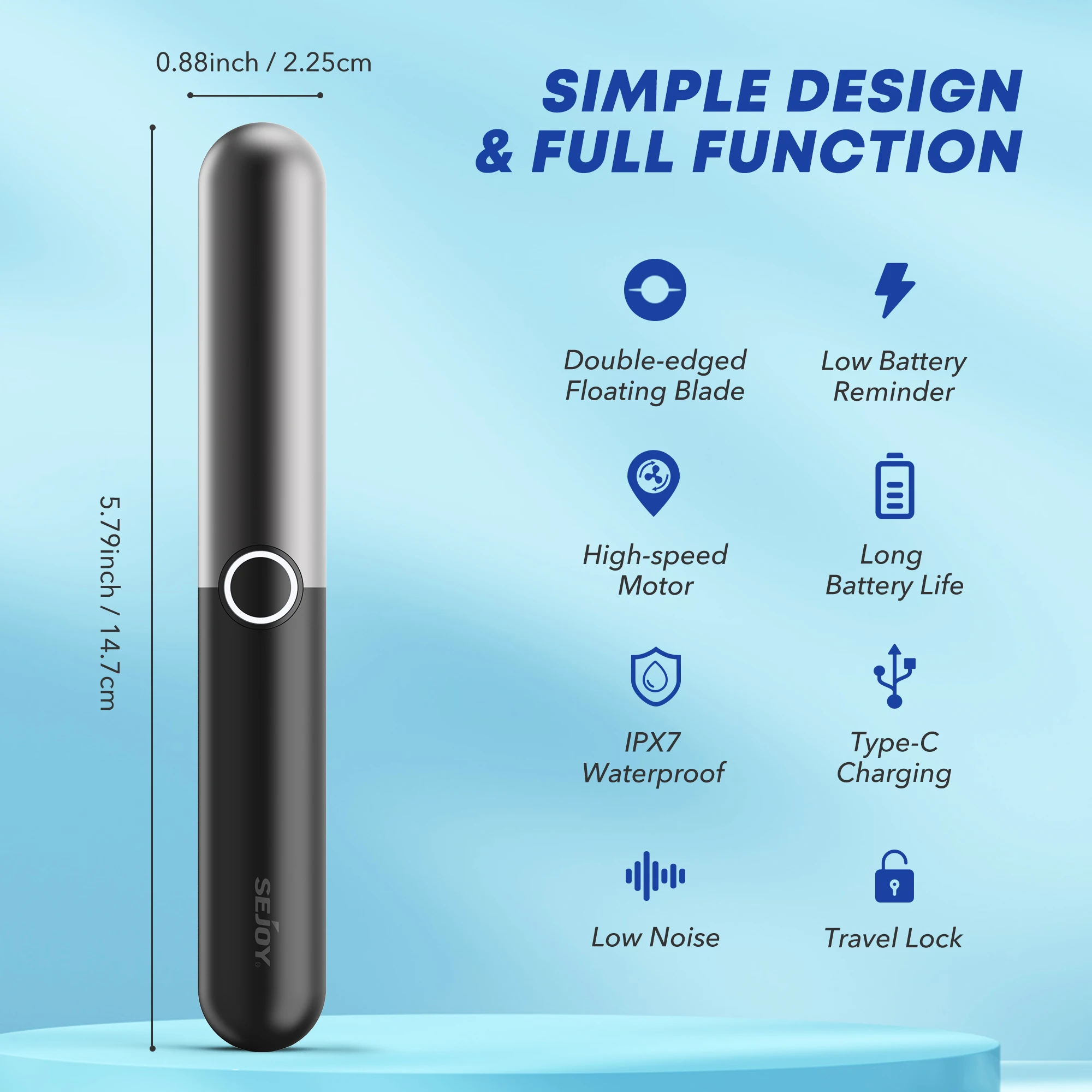 Sejoy 2-in-1 Nose and Ear Trimmer Groomer Kit Cordless Rechargeable Washable Painless Gentle Hair Removal Shaver Tool