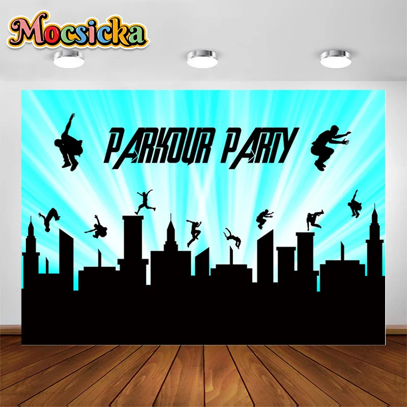 Parkour Party Backdrop for Photography Superhero Photo Background Birthday Theme Party Decoration Banner Racing Car