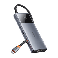 USB HUB 6 in 1 Baseus Metal Gleam Series II USB-A/USB-C/USB-C PD/HDMI/RJ45-Black