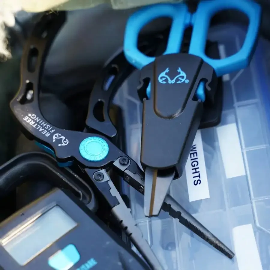 Pinza da pesca con impugnatura a pistola da 8 pollici in titanio, chiusura a molla, anello diviso