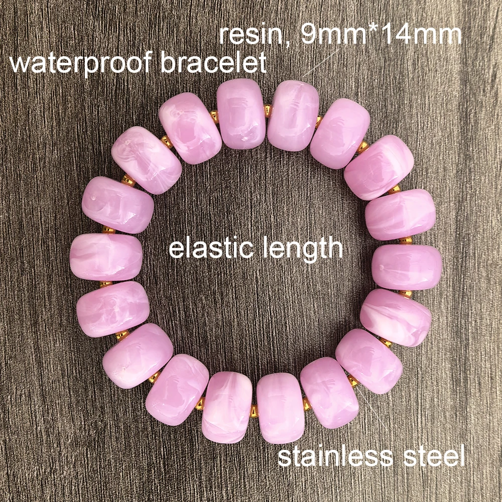 Glänzende Harz-Rundkette für Damen, Choker aus Acryl, goldfarbene Fassperlen, große wasserdichte Edelstahlperlen, DIY, handgefertigt, Statement-Schmuck – Detail 1