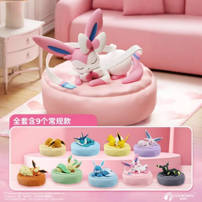 

Новая популярная натуральная серия Eevee Sleeping Position Mystery Box Vaporeon, аниме-фигурки Sylveon Espeon Umbreon, товары, подарки
