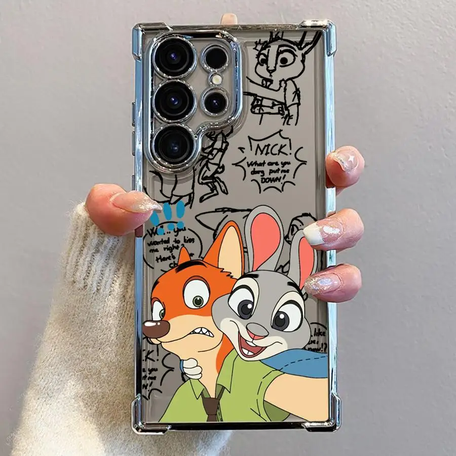 Disney Zootopia Judy Nick Soft Phone Cover Case for Samsung Galaxy S21 Plus S23 S25 Edge S20 FE S22 Ultra S24