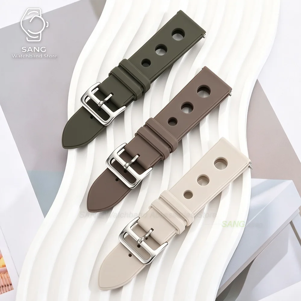 18/20/22mm Perforiertes Silikon-Uhrenarmband Universelles Sport-Uhrenarmband für Männer und Frauen Schnellverschluss-Armbänder für Seiko Weicher Handgelenkgurt – Detail 17
