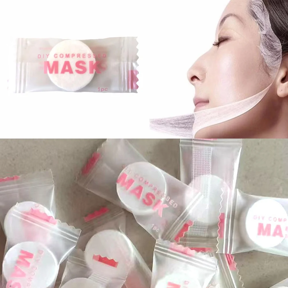 50 Uds. Mascarilla facial de papel, mascarillas faciales desechables, papeles naturales para el cuidado de la piel, mascarilla envuelta comprimida, herramienta de belleza facial para maquillaje DIY para mujer