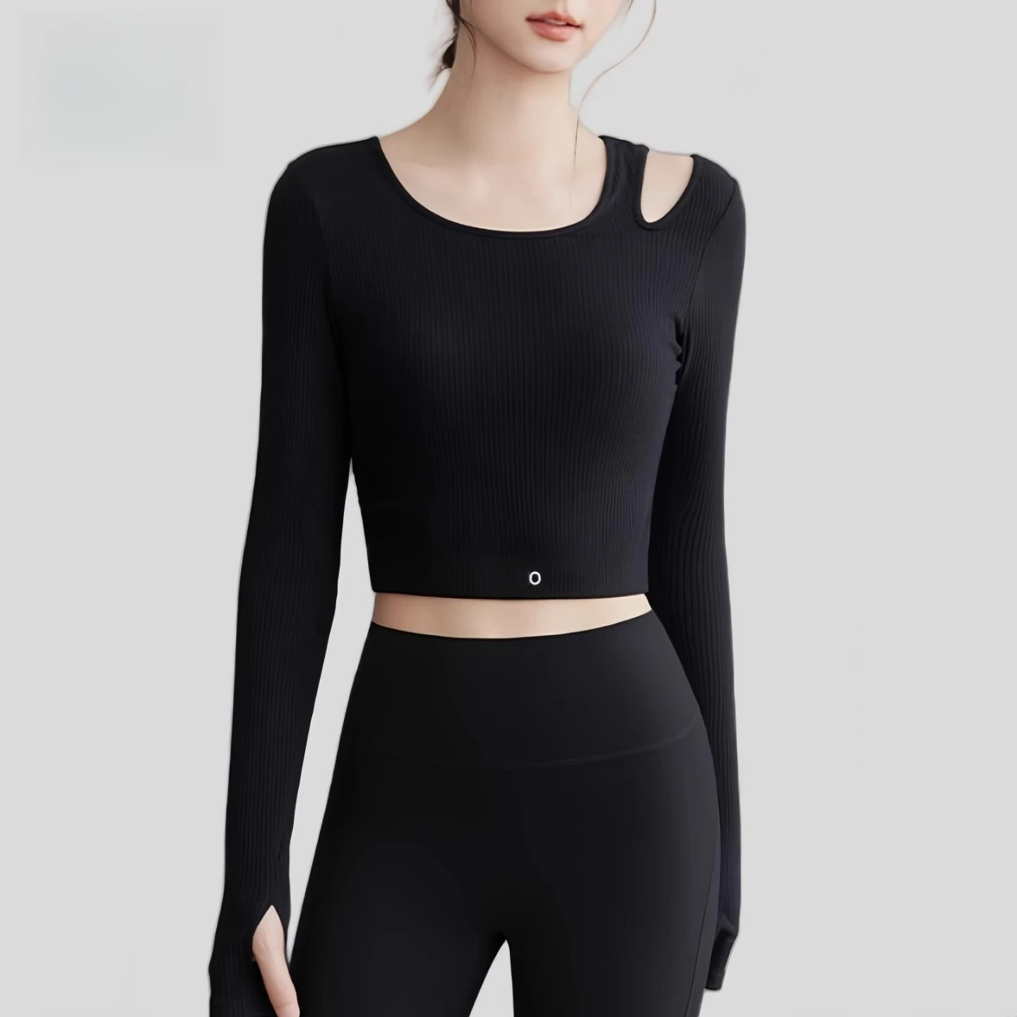 

Ultra-Comfortable Workout Top, Slim Fit Long Sleeve Yoga Tee with Built-in Support, Quick Dry Sportswear for Gym & Casual Wear