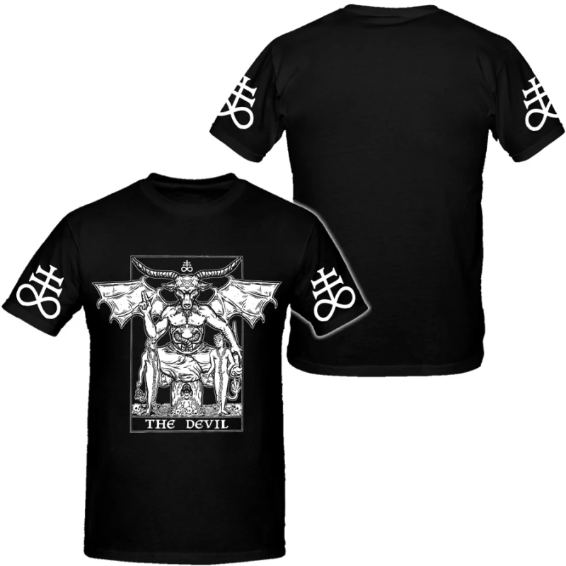 The Devil  Style Occult  T-Shirt  Band Mens Hip Hop Heavy Metal Tshirts Cotton Shirt Unisex Summer Short Sleeve Fashion
