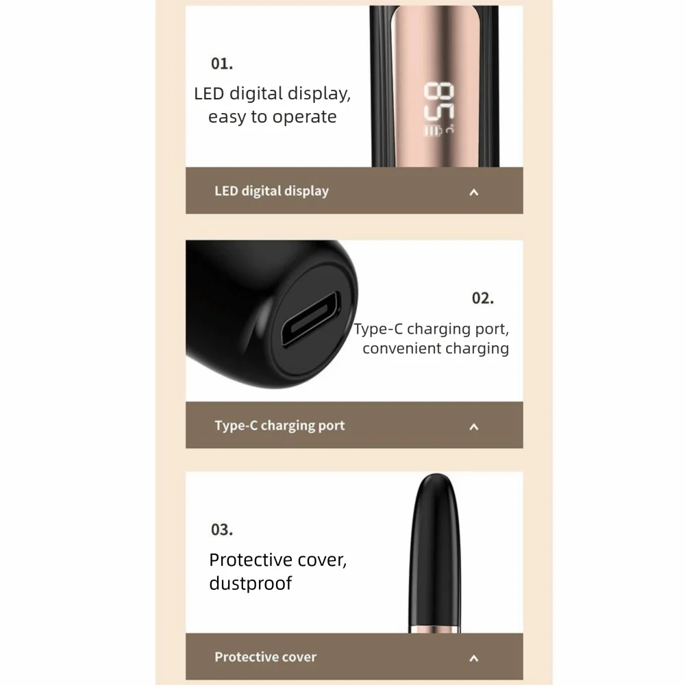 Modelador de cílios aquecido elétrico de longa duração, anti-queimadura, 4 modos de temperatura, dispositivo portátil de ondulação de cílios, tela LED sem esforço