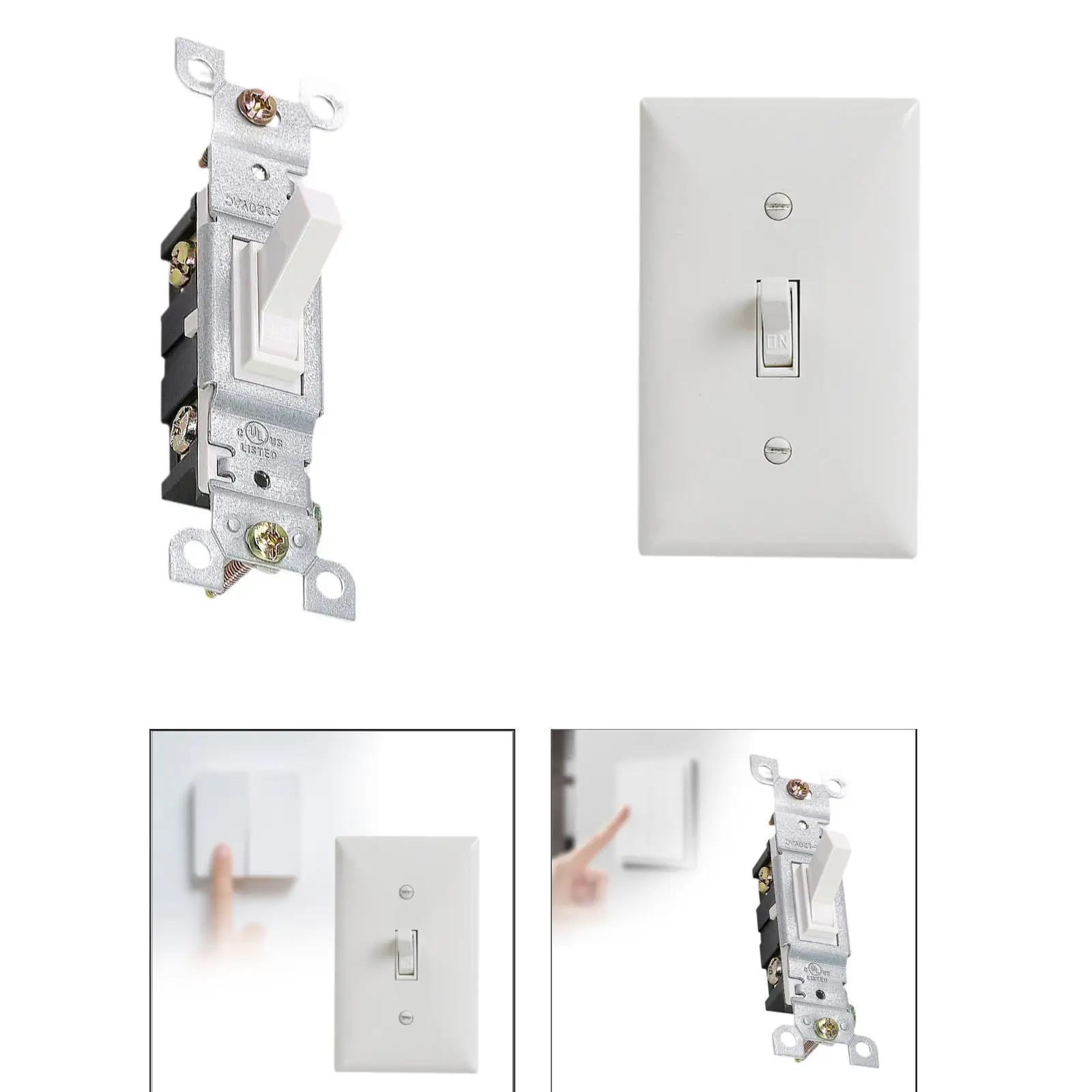 Toggle Wall Switch 120VAC/15A Grounding Toggle Switch Single Pole Control Switch on Off Light Switch for Home Office Kitchen