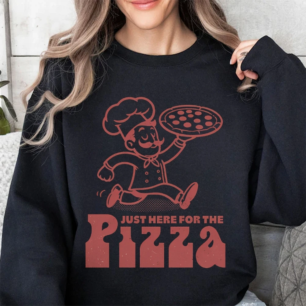 Women’s Sweatshirt Just Here For The Pizza Sweater Pizza Lover Tee Sloth Top Tee Women Casual Summer Slice Enthusiasts Outfit