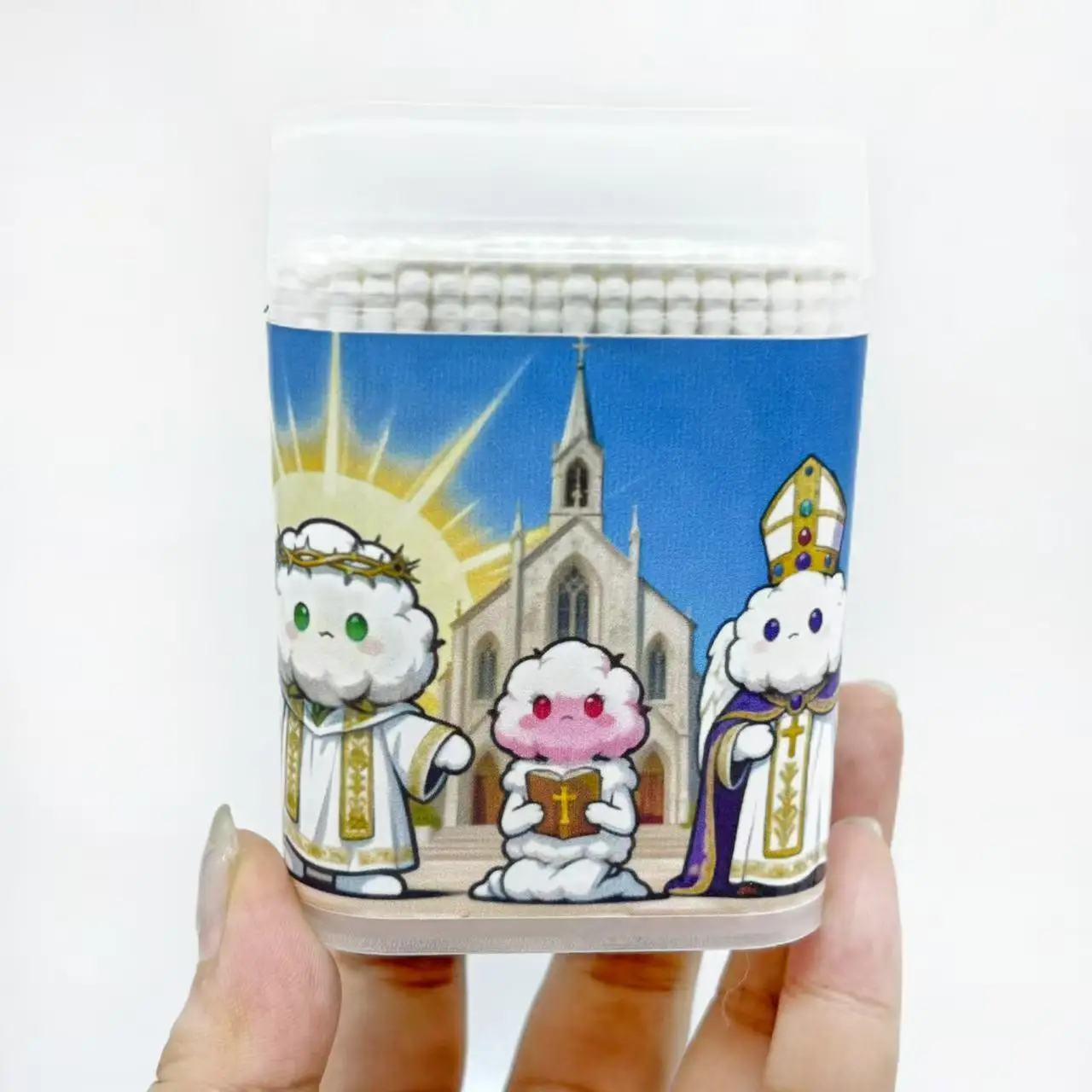 400개 종교 테마 양면 흰색 면봉 창의적인 나선형 및 십자가 요소 포함