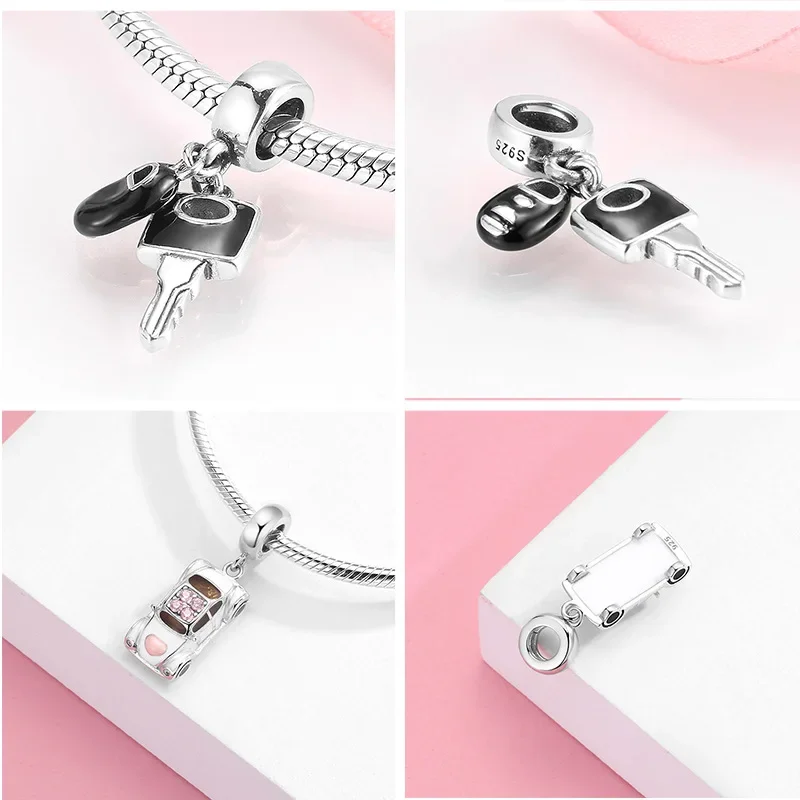 MEETSOFT Trendy S925 Sterling Silver Summer Animals Food Flower Car Charms of DIY Handmade Making Finding Fine Jewelry Accessory