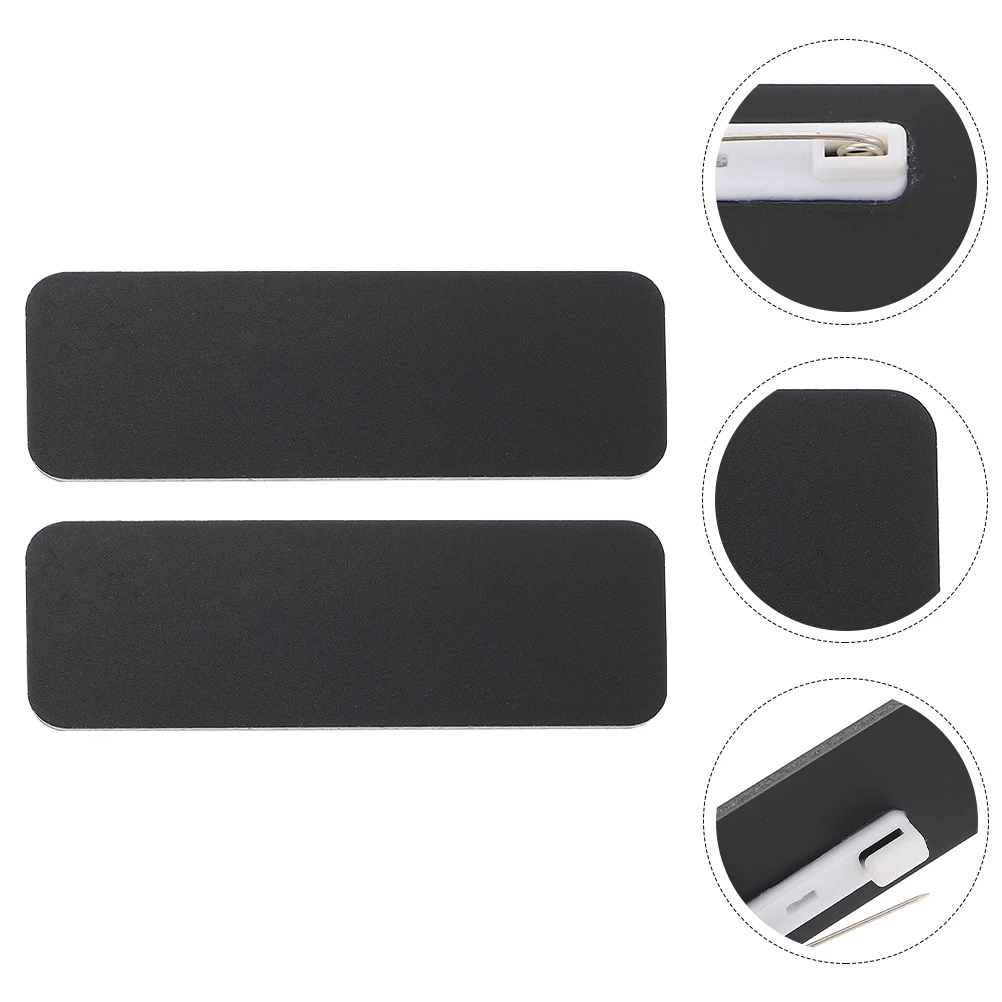 

2pcs Hard Badges Blank Plastic Name Tag Black For Factory Workers Office School Portable Diy Badge Label Student Supply