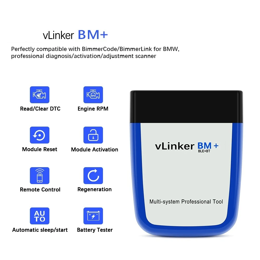 CSDOH vLinker BM+ ELM327 For BMW BimmerCode BimmerLink Auto Code Reader Diagnostic Tool Car Scanner ELM327 OBD2 Bluetooth 4.0