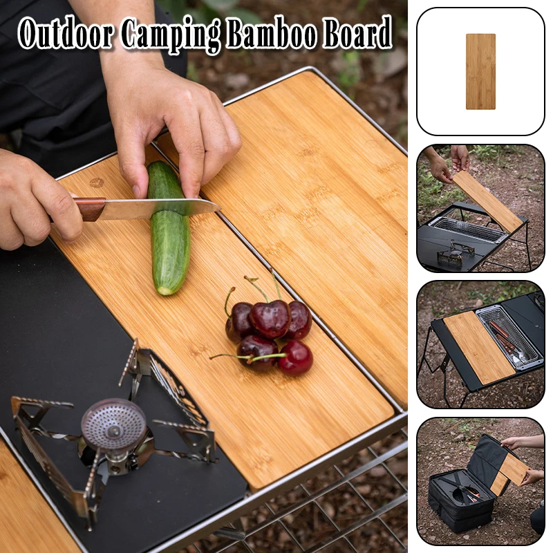 

Portable Bamboo Bbq Board for Table - Outdoor Camping Food Tray, Eco-Friendly Wooden Grill Cutting Board, Heat Resistant