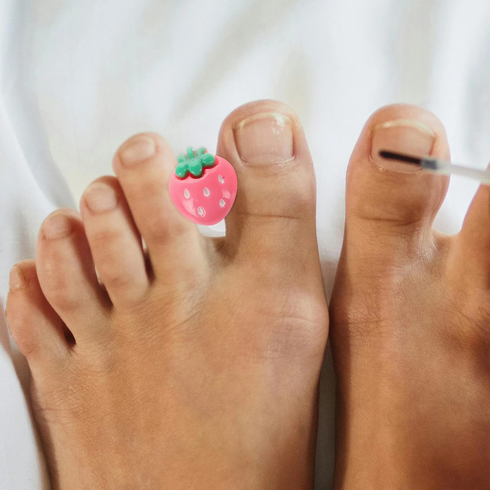 Zehentrenner aus Silikon, 1 Box, Erdbeer-Design, weiches Gel, Zehenabstandshalter, Pediküre, Nagelpflege, Werkzeuge, Nagelkunst-Zubehör