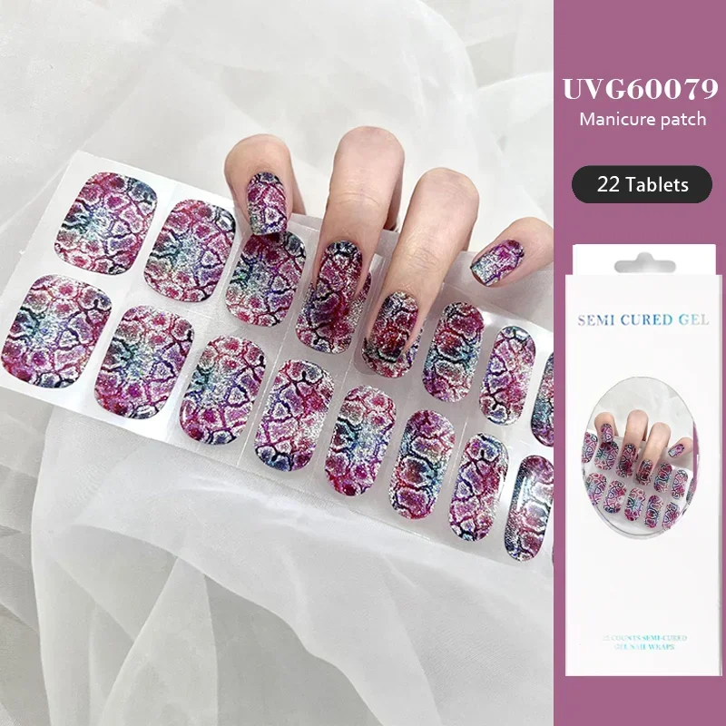 Tiras de uñas de Gel semicuradas, deslizadores adhesivos de larga duración, cubierta completa, lámpara UV, manicura francesa, 1 hoja