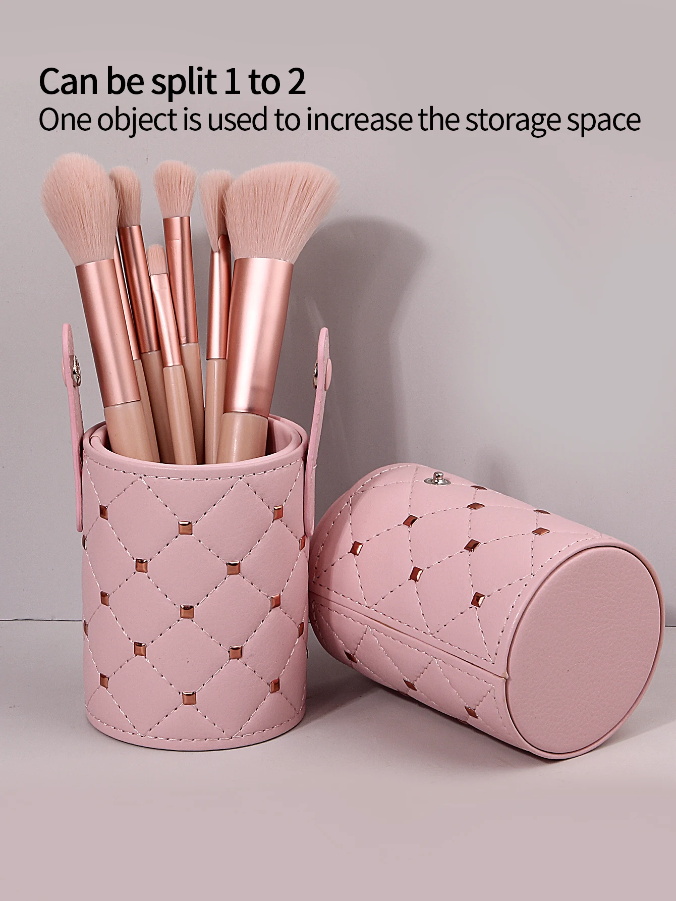 1Pcs PU Leather Makeup Brush Bucket Portable Travel Cosmetic Bag Multi-Function Dust-Proof Waterproof Makeup Brush Cylinder