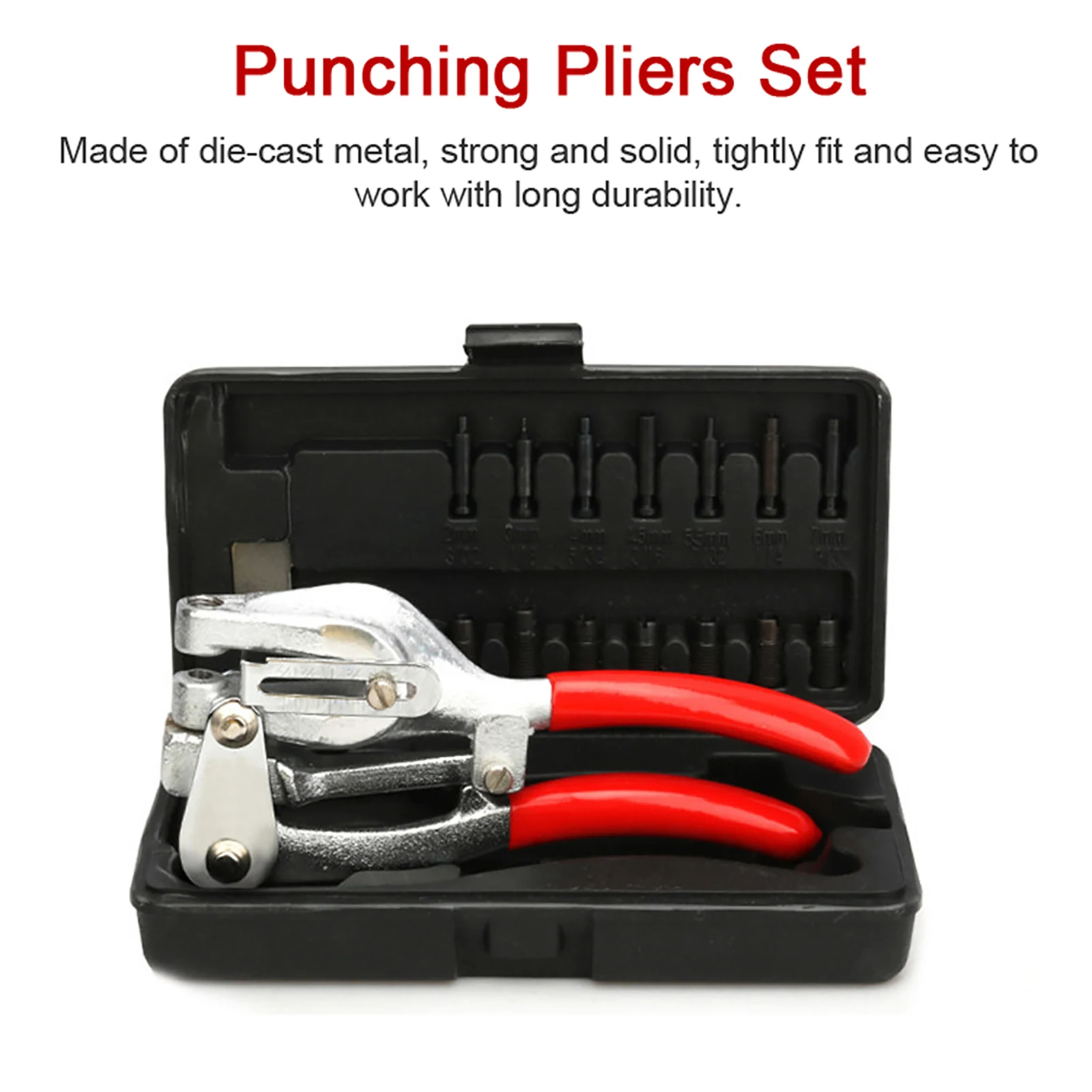 

16PCS Multifunctional Punching Pliers Set PVC Dipped Handles Holes Puncher Depth Adjustable Manual Punch