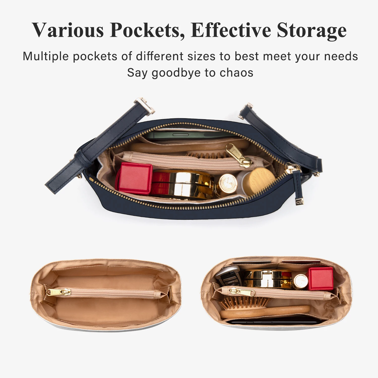 WUTA Insert Bag Organizer For Dior Travel Nomad Dupont Paper Handbag Inner Bag Portable Storage Makeup Bags Liner Support Shaper