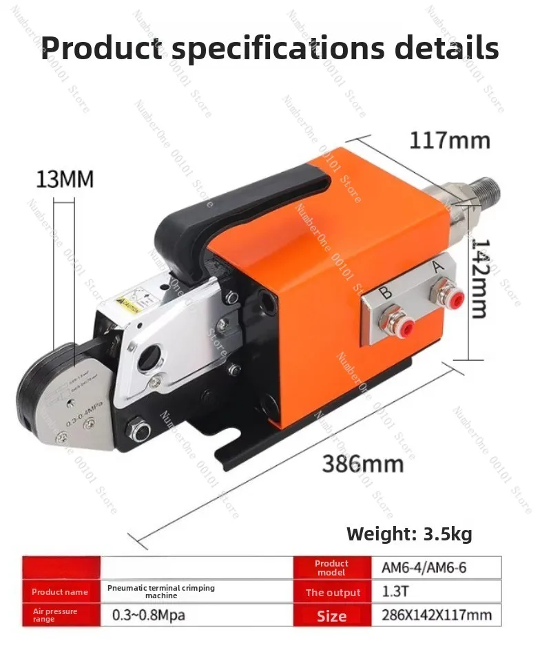 JM6-4 JM6-6 Pneumatic Wire Crimping Machine, VE Tube Type Terminal Cold Press Tool for Needle Connection