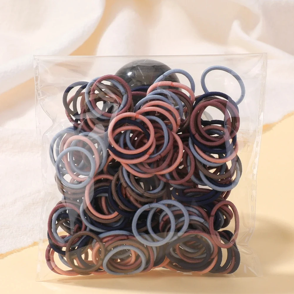 100 stks/partij 2 cm Haarbanden Gom Kleurrijke Nylon Rubberen Band Touw Pop Haaraccessoires voor Baby Meisjes Zwarte Elastische Haarbanden gift