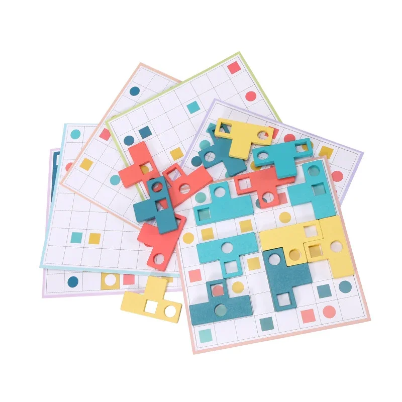 Gioco di pensiero logico per bambini Regalo per bambini Giocattolo educativo precoce creativo Tangram Jigsaw Board Puzzle Giocattoli di legno colorati