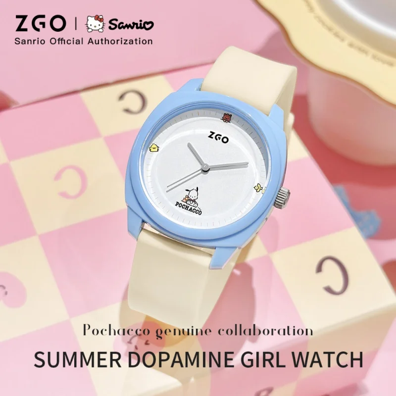 ZGO X Sanrio Pocchacco женские часы модные водонепроницаемые кварцевые часы ремешок из ТПУ милый допамин студенческие наручные часы подарок 171