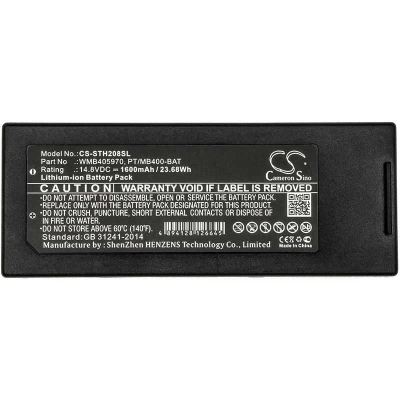 

Li-ion Portable Printer Battery for Sato,14.8v,1600mAh,PT408e PT412e TH2 TH208 MB400i MB410i,WMB405970 PT/MB400-BAT