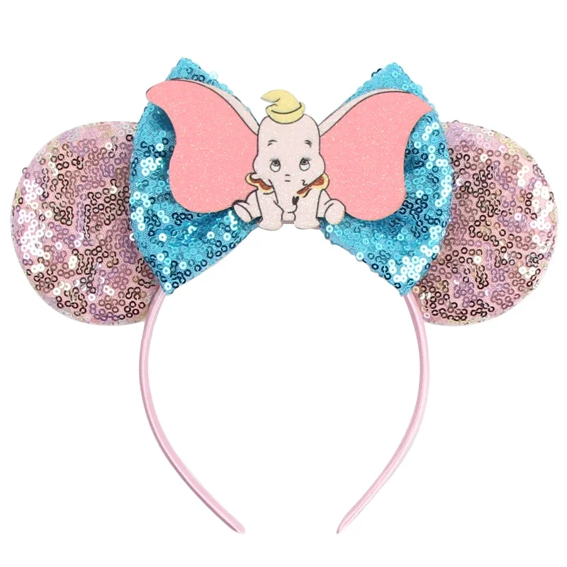 Disney Dumbo Headbands Kids Birthday Party Headwear Women Little Flying Elephant Ears Hairband Girl Sequins Bow Hair Accessories