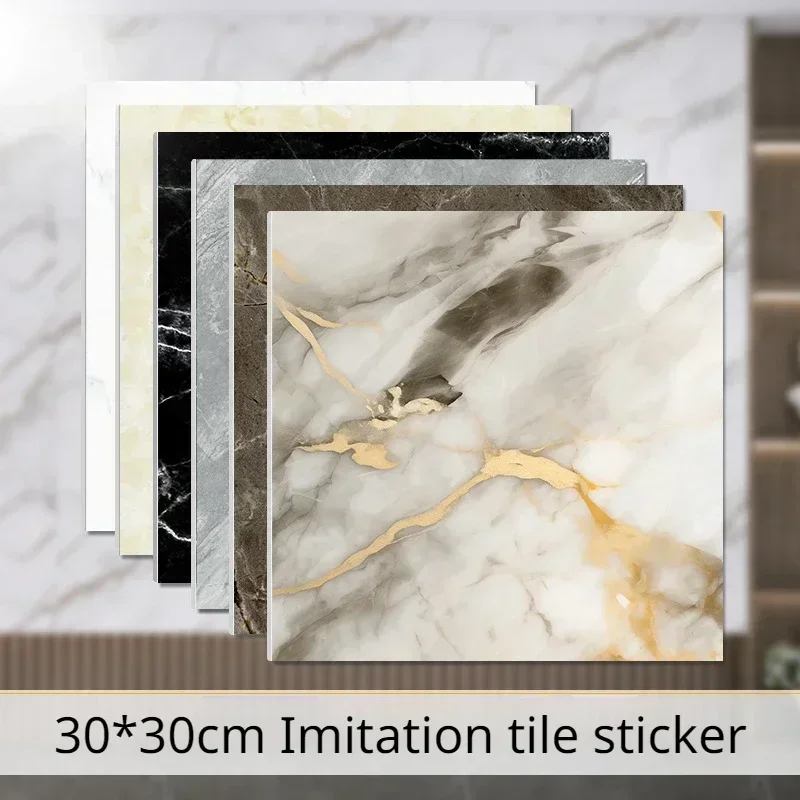 Marble Style Wall Sticker 30*30CM European Simulation Tile Waterproof Decoration Stickers Kitchen Bathroom Toilet Decor Stickers