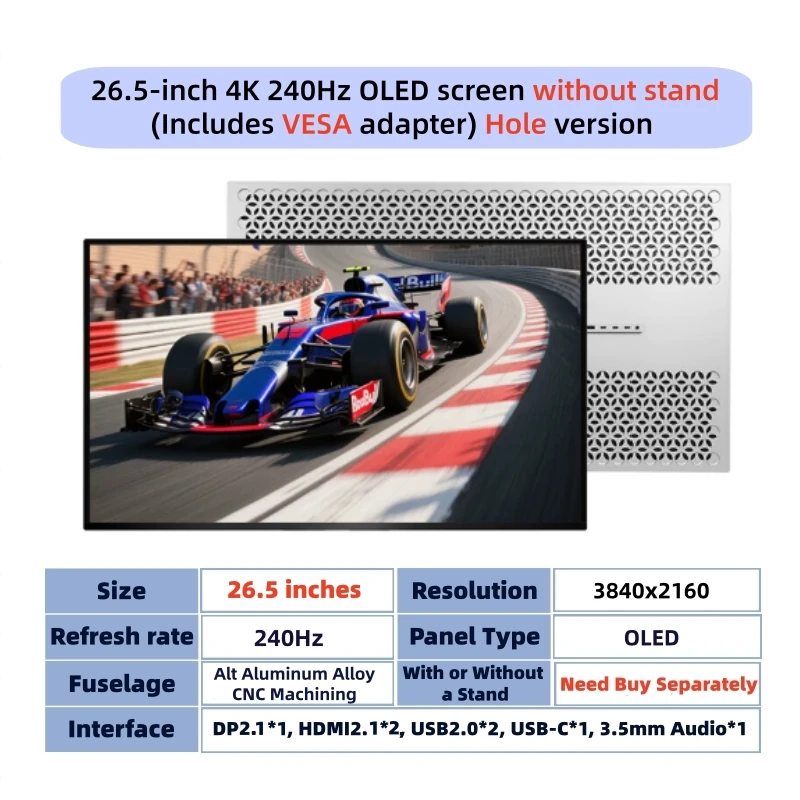 Q27S 26.5-inch 4K 240Hz Gaming Monitor LCD HD Computer Monitor OLED Screen Resolution 3840x2160 for Esports