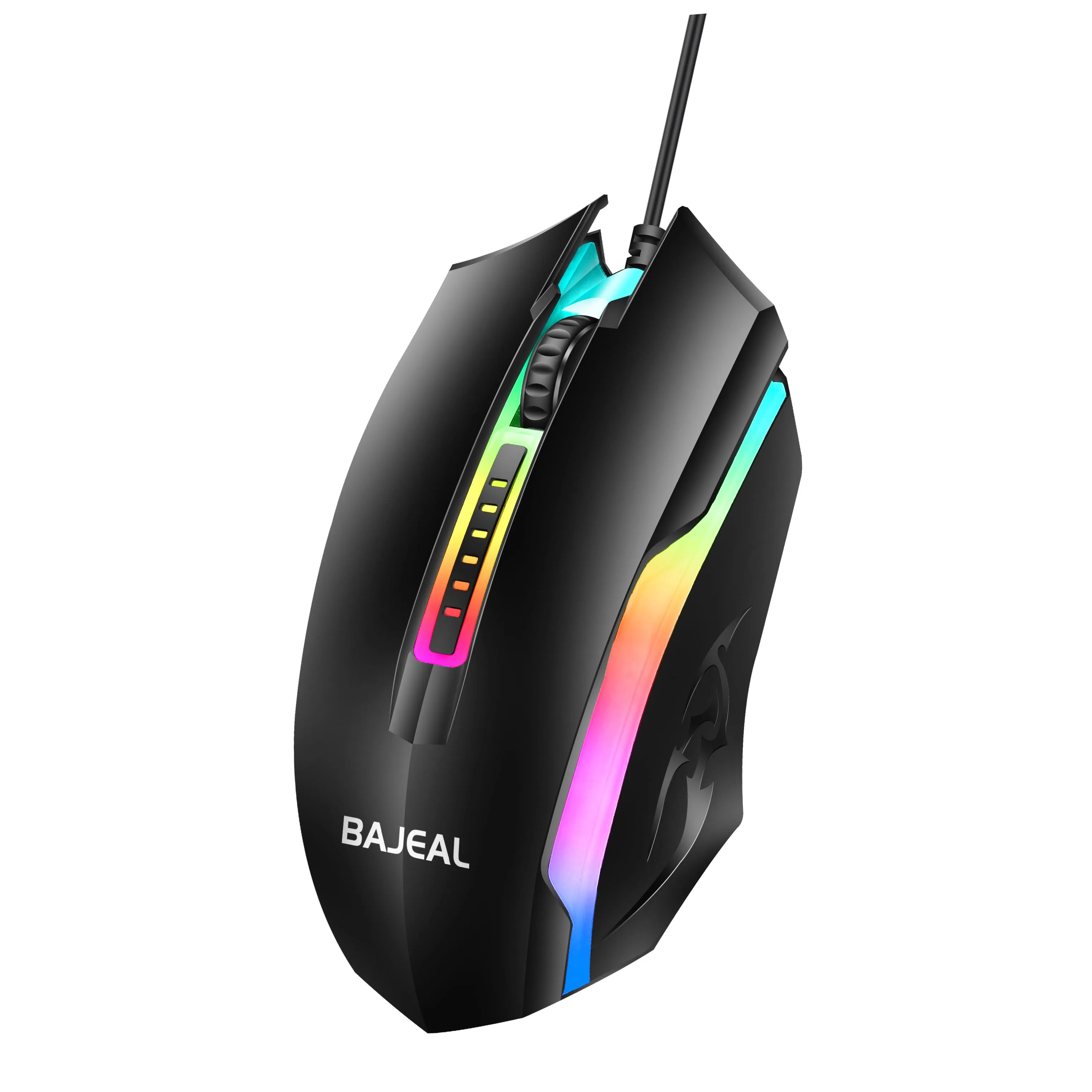 Bajeal D12 ماوس بصري سلكي USB بإضاءة خلفية عالي DPI مريح للألعاب وماوس مكتب متوافق مع أجهزة الكمبيوتر وأجهزة الكمبيوتر المحمولة