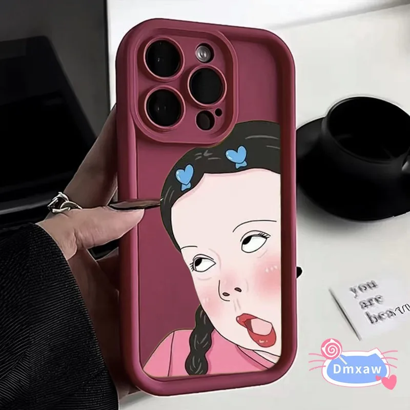 Funny Girl Casing For iPhone 15 14 Plus 13 12 11 Pro Max Xs Max XR X 8 7 Plus SE Silicone Phone Case Funny Cute Girl Phone Cover