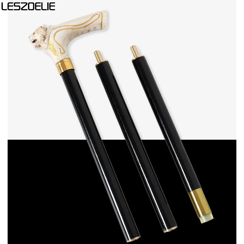 93cm Tiger-Head Resin Handle Walking Stick Men Black German Beech