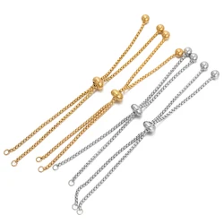 Aço inoxidável Slide Pulseiras, Correntes ajustáveis, Pulseira com contas de borracha, Jóias Fazendo Acessórios, 3 Pçs/lote
