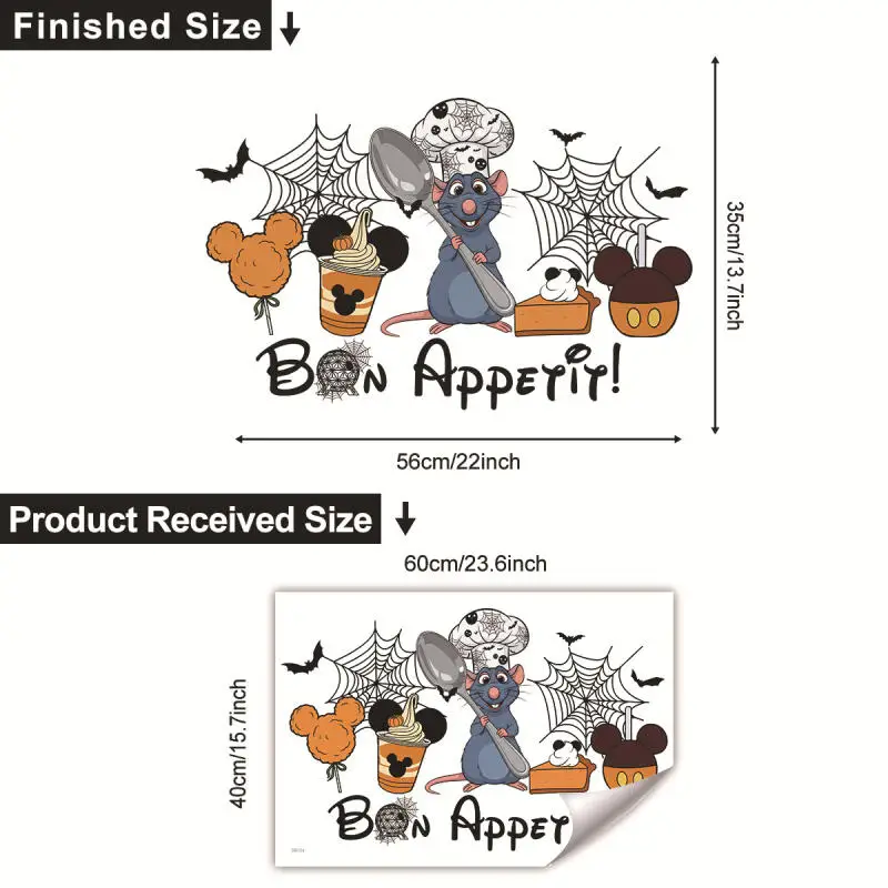 Disney Ratatouille Remy 40*60Cm papel tapiz pegatinas de pared sala de estar dormitorio decoración pinturas Halloween regalos de navidad